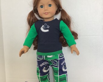 VANCOUVER CANUCKS! 18 Inch Doll Clothes ,Fits all 18 inch Dolls  2 PC Outfit