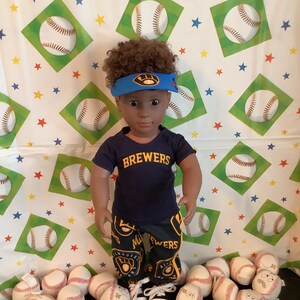 Milwaukee BREWERS 18 inch Doll Clothes , Handmade ,Fits All 18 Inch Dolls, Baseball Outfit image 4