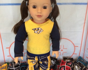 Nashville  PREDATORS ! 18 inch Doll Clothes ,Handmade Fits all 18 inch Dolls, 2 pc Hockey outfit
