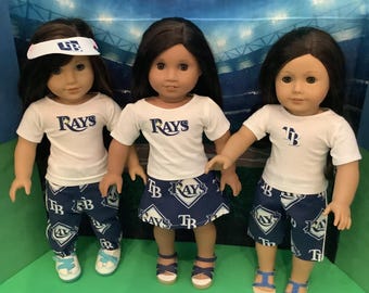 Tampa Bay RAYS ! 18 inch doll clothes,Handmade ,Fits All 18 Inch  Dolls, Baseball Outfit