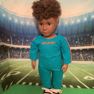 Miami DOLPHINS! Outfits! 18in Doll Clothes, Handmade, Fits all 18 inch dolls Outfit Three!