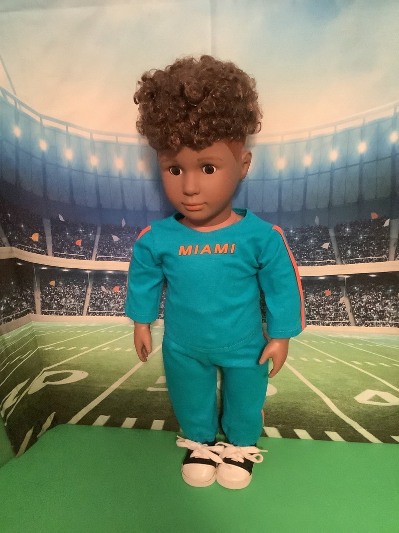 Miami DOLPHINS! Outfits! 18in Doll Clothes, Handmade, Fits all 18 inch dolls Outfit Three!