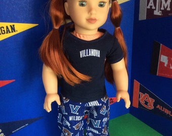 Handmade Villanova Wildcats Doll Clothes, 18 Inch Doll Outfit