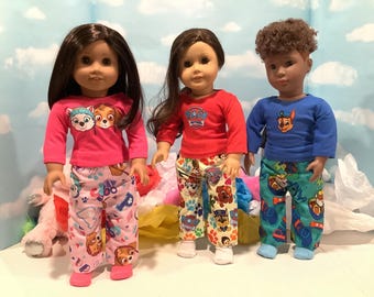 Character Print Pajamas! Handmade 18 inch Doll Clothes