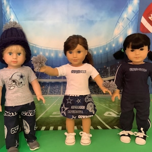 Dallas COWBOYS! Outfits! 18 inch Doll Clothes, Handmade, Fits all 18 inch dolls