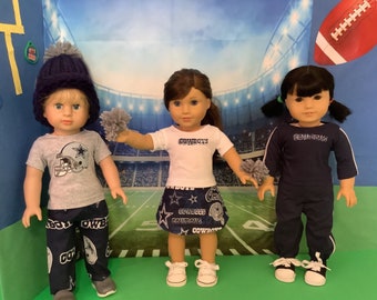 Dallas COWBOYS! Outfits! 18 inch Doll Clothes, Handmade, Fits all 18 inch dolls