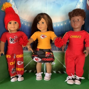 Kansas City , CHIEFS! 18 Inch Doll Clothes, Handmade , Fits All 18 Inch Dolls
