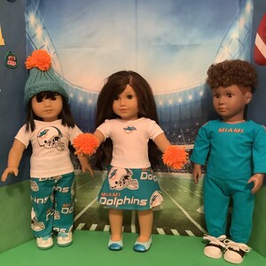 Miami DOLPHINS! Outfits! 18in Doll Clothes, Handmade, Fits all 18 inch dolls bild 2