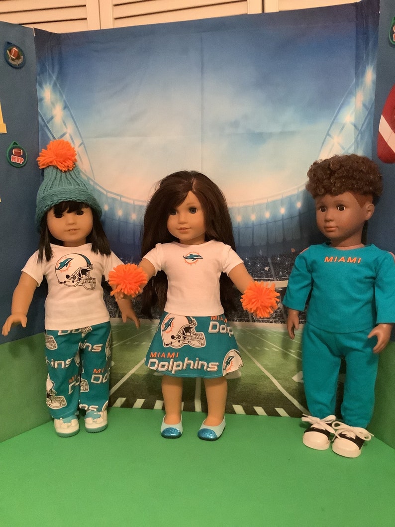 Miami DOLPHINS! Outfits! 18in Doll Clothes, Handmade, Fits all 18 inch dolls bild 2
