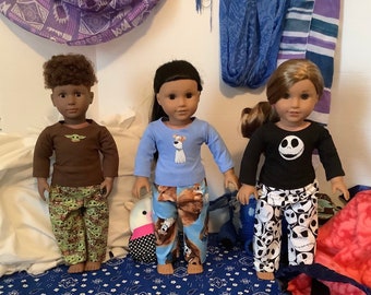 Character Print Pajamas! Handmade 18 Inch Doll Clothes