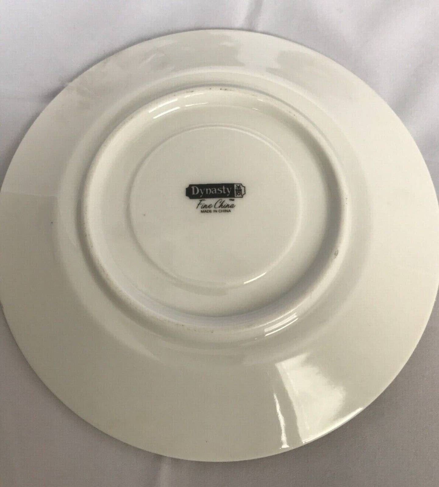 1970s Dynasty Fine China White Floral Border Platinum Inner Etsy