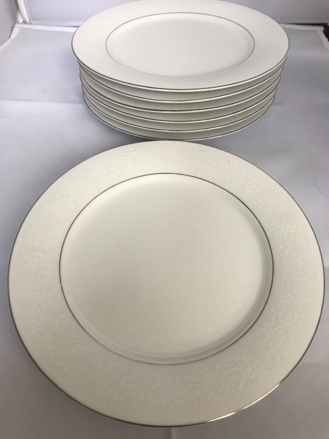 1970s Dynasty Fine China White Floral Border Platinumring Etsy