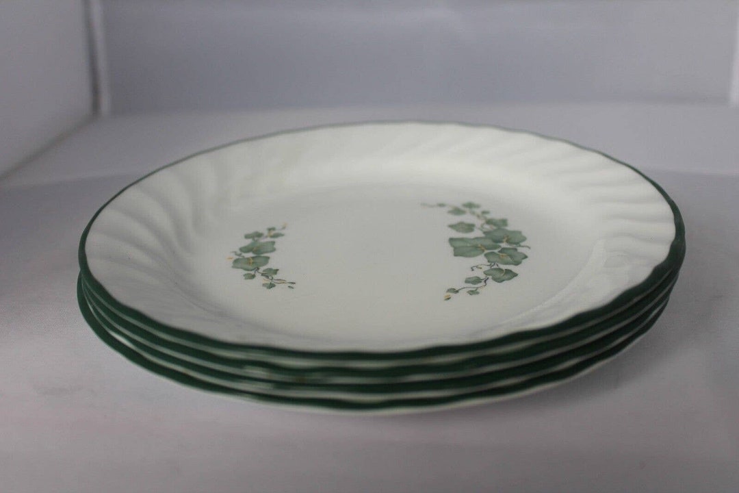 Corelle Dessert Plate Set of 4 Calloway Green Ivey on White Etsy
