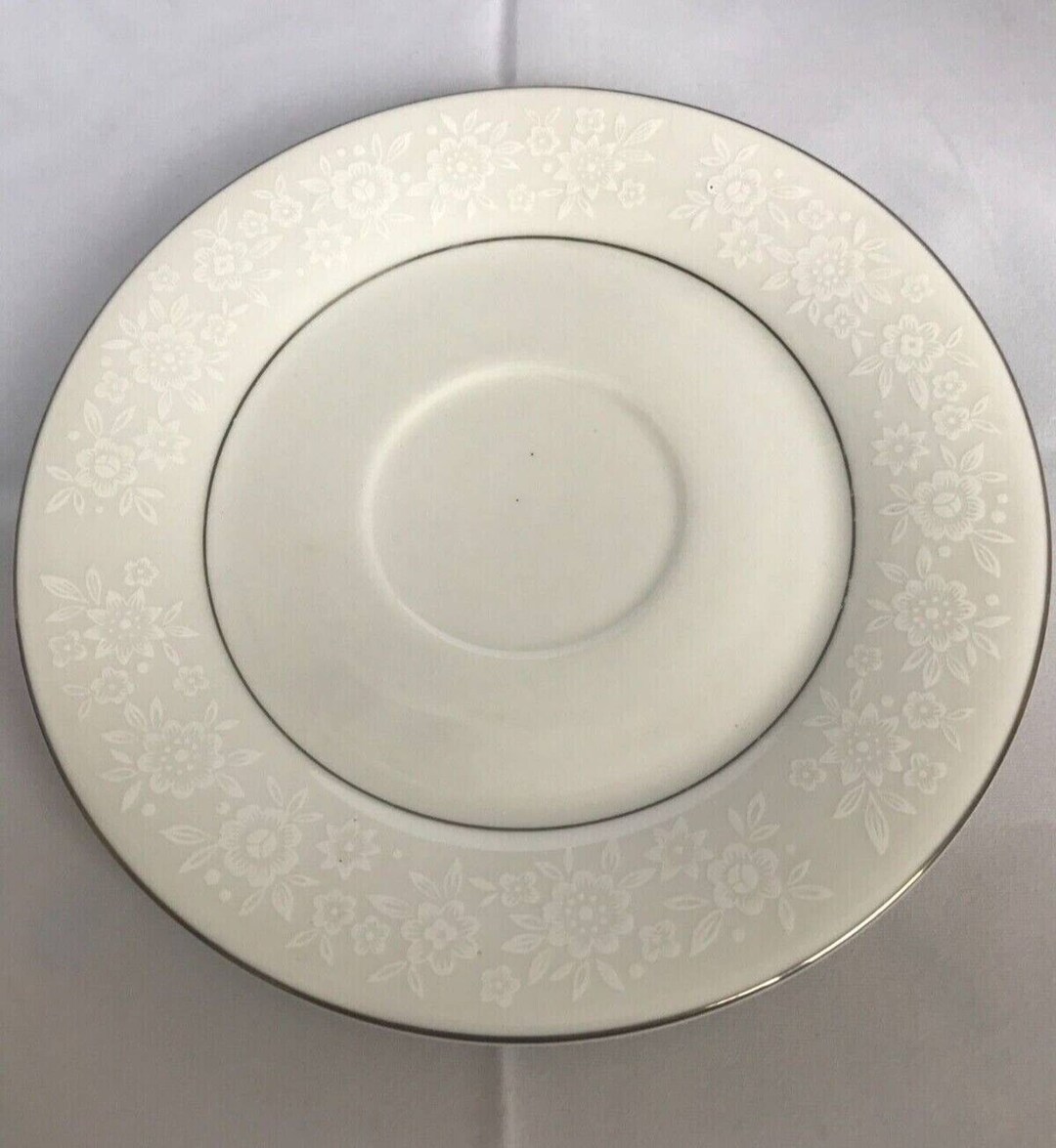 1970s Dynasty Fine China White Floral Border Platinum Inner Etsy