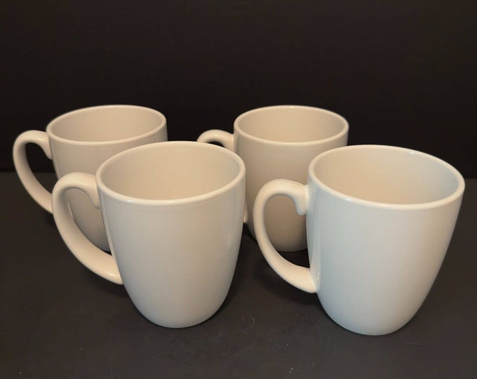 Set of 4 Corelle Coordinates White Stoneware Mugs Vintage Dishes