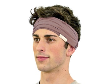 Classic Matte Mauve Men's TWIST Headband. Best Selling Headband for Men. Mens Exercise Sweatband Made From the Finest Organic Cotton.