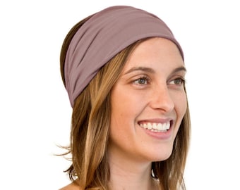 Organic Matte Mauve TWIST Headband | Fashionable, non-slip, premium-grade organic cotton head wrap. Oh-so-comfy yoga headband.