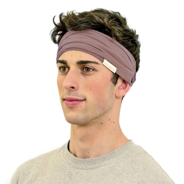 Classic Matte Mauve Men's TWIST Headband. Best Selling Headband for Men. Mens Exercise Sweatband Made From the Finest Organic Cotton.