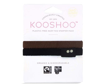 KOOSHOO cravatte per capelli senza plastica starter 2-pack in 'marrone / nero' neutro elastico per capelli di tutti i giorni