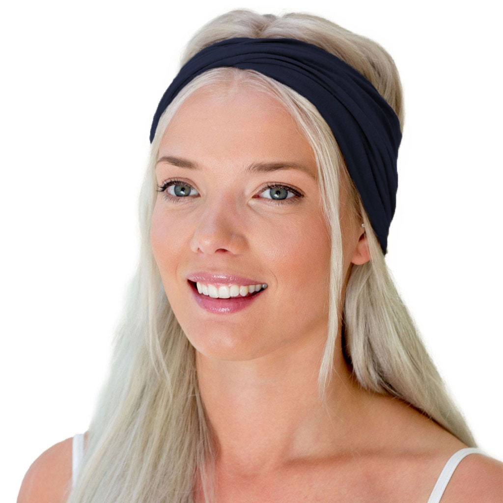 Navy Blue Twist Headband For Women Oh So Comfy Organic Cotton Etsy