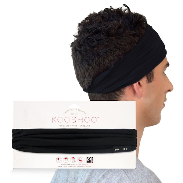 Organic Cotton Twist Headband for Men and Women. Multi-Style, Eco-Friendly Headwrap that's Durable and Versatile. Ideal for Travel & Sports.