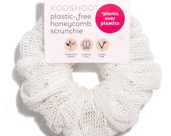 Elastico per capelli a nido d'ape in cotone biologico: trasparente, oversize, di origine vegetale e senza plastica. Maxi elastico per capelli in organza, prodotto eticamente, color latte di cocco.