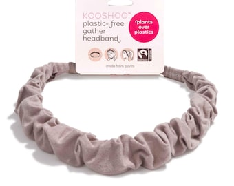 FASCIA PER CAPELLI arricciata senza plastica: fascia per capelli arricciata in cotone biologico, elastico per capelli arricciato, morbida fascia per capelli da donna, colore grigio atmosfera.