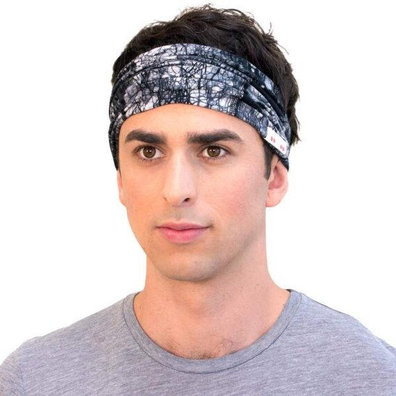 Cool Black Headband for Men the ENSO Batik. Hand Dyed Etsy