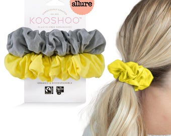 KOOSHOO Scrunchies senza plastica - Set di scrunchies in cotone biologico ricavato dalle piante - Accessori lavabili, realizzati eticamente per tutti i tipi di capelli