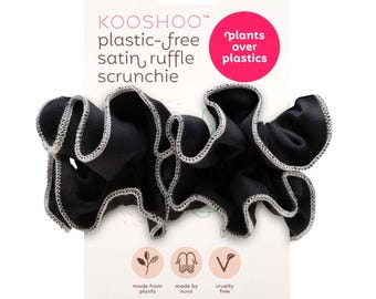 Elastico per capelli con volant in raso di cotone biologico / Elastico per capelli arricciato in raso di seta, morbido e senza plastica / Elastici per capelli con volant plissettati, ecologici e di grandi dimensioni
