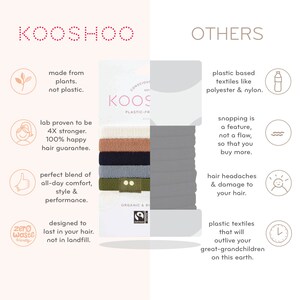 KOOSHOO Plastic-Free Flat HAIR TIES | Organic Cotton, Eco-Friendly Wide Hair Elastics. Best Hair Bands for Thin, Medium, Thick, Curly Hair image 5