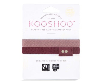KOOSHOO cravatte per capelli plastic-free in malva 'prugna selvatica' e rosa marrone 100% biodegradabile