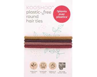 KOOSHOO Elastici per capelli Mondo senza plastica, colore terra calda - Elastici rotondi in cotone biologico - Lavabili in lavatrice, realizzati con materiali vegetali, a zero rifiuti