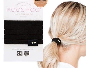 Organic Cotton, Plastic-Free FLAT HAIR TIES | Strong, Best Selling Wide Ponytail Elastics Made From Plants. Fairtrade, Ethical, Sustainable.