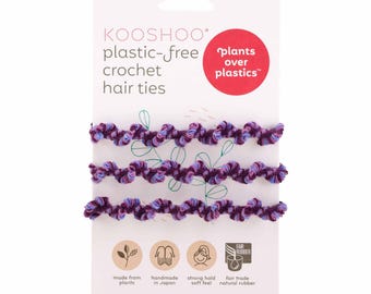 KOOSHOO Elastici per capelli morbidi in cotone biologico all'uncinetto per capelli sani – Prevengono danni, effetto crespo e rotture, senza plastica, delicati sui capelli – Purple Frost