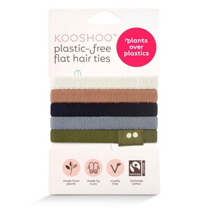 KOOSHOO Plastic-Free Flat HAIR TIES | Organic Cotton, Eco-Friendly Wide Hair Elastics. Best Hair Bands for Thin, Medium, Thick, Curly Hair Classics