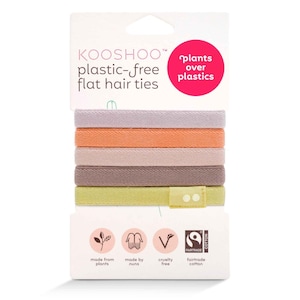 KOOSHOO Plastic-Free Flat HAIR TIES | Organic Cotton, Eco-Friendly Wide Hair Elastics. Best Hair Bands for Thin, Medium, Thick, Curly Hair Bright Spark