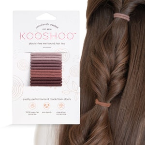 KOOSHOO Plastic-Free Mini Round Hair Ties - Zero-Waste, Cotton Hair Elastics for Kids&#39; Hair. Durable, Ethically Made, No-Damage Hair Bands