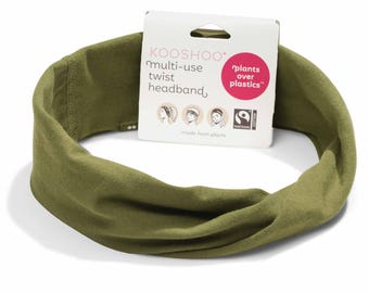 Fascia per capelli unisex in cotone biologico con motivo a ramo d'ulivo. Multistile, ecologica. Resistente e versatile. Ideale per viaggi e sport.