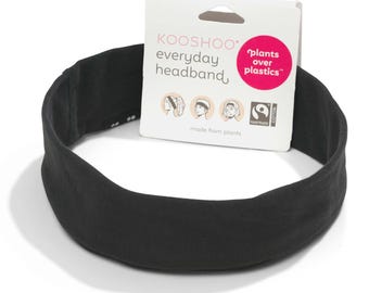 Fascia per capelli nera in cotone biologico per tutti i giorni / accessorio per capelli a base vegetale, vegano, unisex ed ecologico, super comodo e morbido
