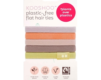 Plastic-Free Hair Ties – Organic Flat Elastics, Durable, Creaseless, Zero Waste, Made from Plants – Bright Spark Colorful Hair Elastics