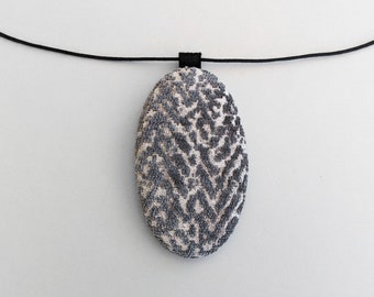 Oversized Upholstery Pendant, Gray Velvet Oval Pendant