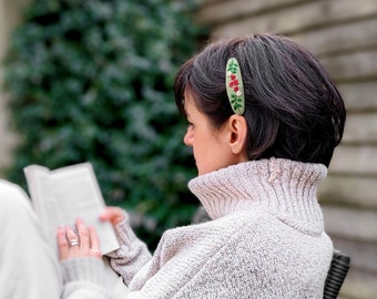 Hair Barrette with Handmade Embroidery