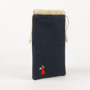 Glasses case, mobile phone cover, manual embroidery, suede lining image 1