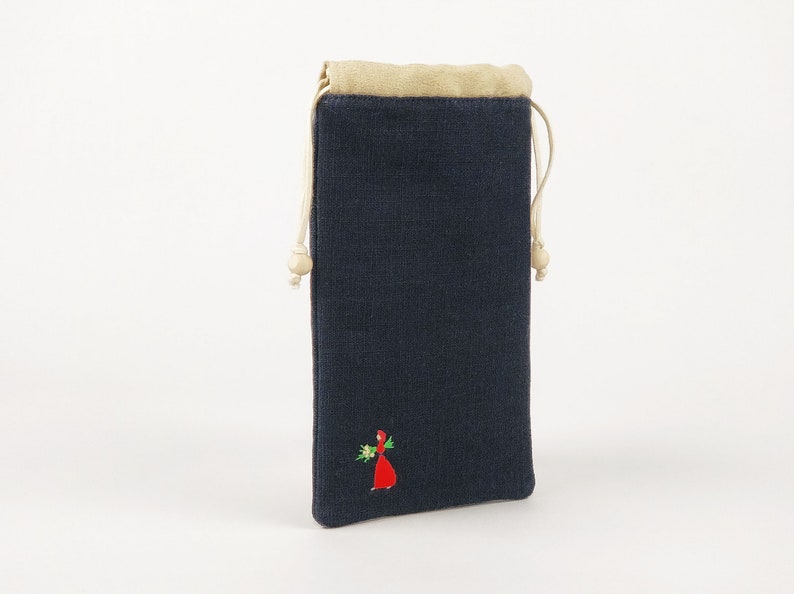 Glasses case, mobile phone cover, manual embroidery, suede lining image 1