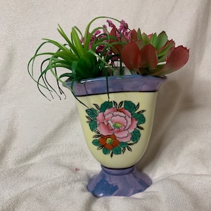 Small Vintage Lusterware hand painted rose design vase from Japan