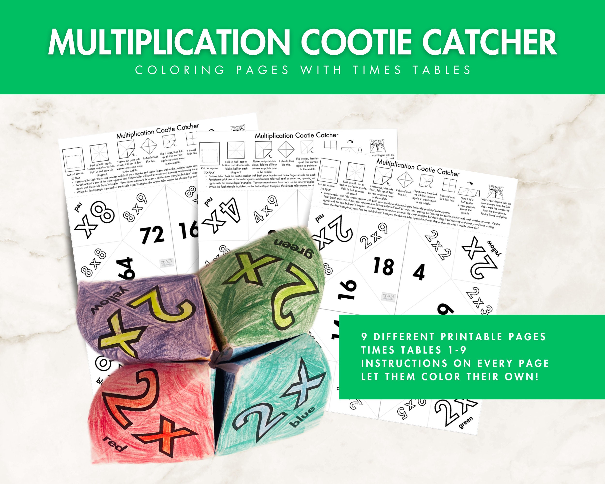 Multiplication Cootie Catcher/ Fortune Teller Etsy