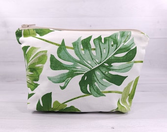 Monstera Leaf Bag - Vacation Cosmetic Bag - Makeup Bag - Travel Bag - Plant Lover Gift - Birthday, Mothers Day, Christmas, Travel Gift