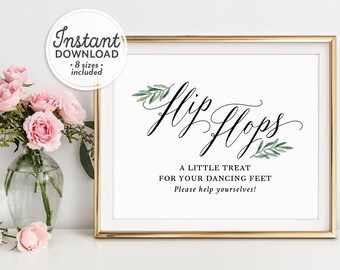 Flip Flops Sign Wedding, Dancing Shoes Sign, A Little Treat for Your Dancing Feet Wedding Sign, Wedding Printable, Dance Floor Sign A1
