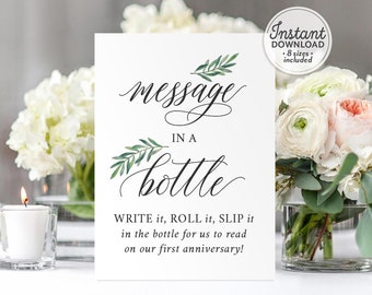 Message in a Bottle Wedding Sign | Bottle Guest Book Sign | Write it, Roll It, Slip it in the Bottle | Boho Wedding Decor Download A1